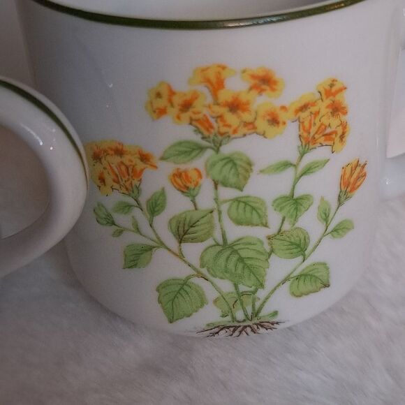 Three Vintage Japan Yellow Floral Ceramic Cups Decor Mid Century Modern - Picture 8 of 13